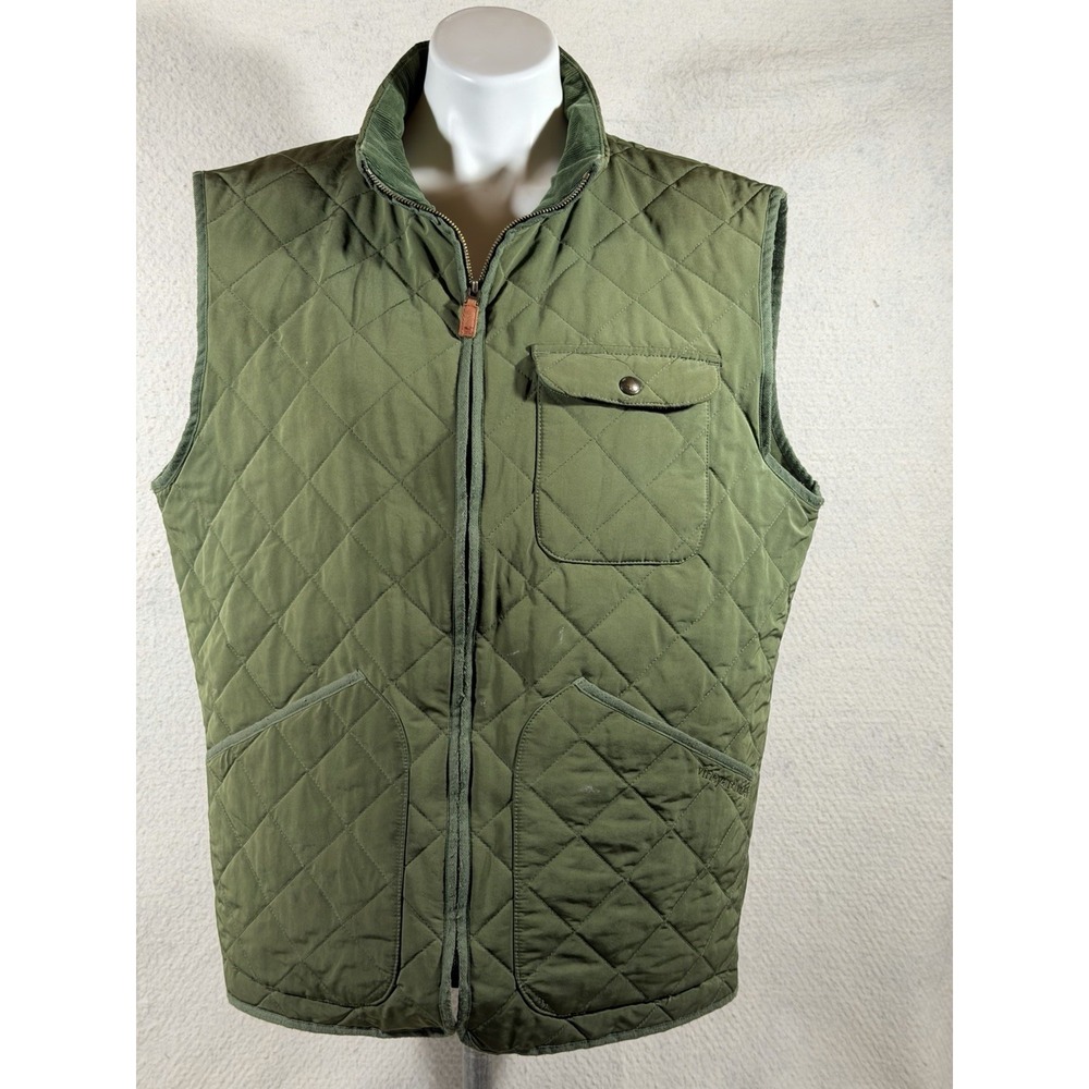 Vineyard Vines Vest Men XL Green Quilt Full Zip Corduroy Collar Preppy Outdoors